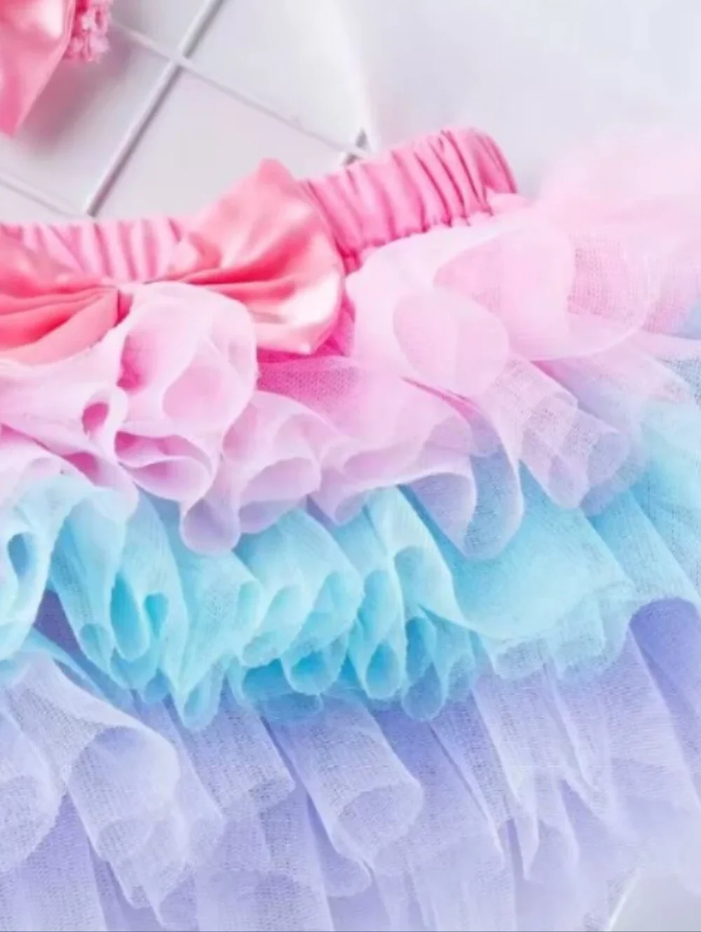 Rainbow Tutu Baby Set with Ice Cream Bodysuit and Bow